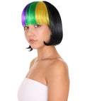 Mardi Gras Bob Womens Wig | Colorful Fancy Party Event Ready Halloween Wig | Premium Breathable Capless Cap
