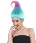 Multi-Color Troll Wig | Pointy Troll Fairy Wig with Blue, Purple and Pink Blend | Premium Halloween Wig