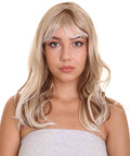 Adult Women's 18" In. Surfer Bleached Bad Guy Inspired Wig - Shoulder Length Wavy Beach Blonde Hair with Dark Roots - Lace Front Heat Resistant Fibers | Nunique