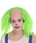 Horror Movie Scary Clown Half Bald Wig Neon Green