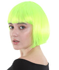 Classic Flapper Womens Wig | Short Neon Orange Wig | Premium Breathable Capless Cap