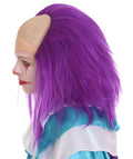 Horror Movie Scary Clown Half Bald Wig Dark Purple