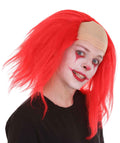 Horror Movie Scary Clown Half Bald Wig Red