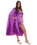 Violet V-Neck Slit Dress with Cloak