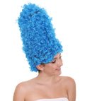 blue curly wig