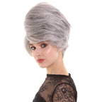 Adult Women's Grey Color Straight Updo Trendy Wig