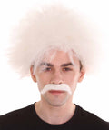 Mad Scientist Mens Wig & Mustache | Jumbo Cosplay Halloween Wig | Premium Breathable Capless Cap