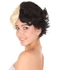 Womens Short Two Tone Black and White Pixie with Heart Bangs | Premium Breathable Capless Cap