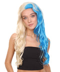 Half Blonde and Half Blue Fancy Party Wig