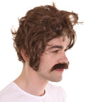 Men Brown Wig with Moustache Set | Cosplay Halloween Wig | Premium Breathable Capless Cap