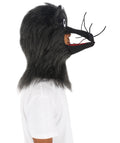 HPO White and Black Mouse Wig with Mask - Long Synthetic Fibers Black | Premium Breathable Capless Cap