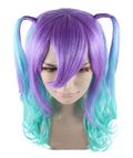 Blue Monster Womens Wig | Purple Green Medium Curly Cosplay Halloween Wig | Premium Breathable Capless Cap