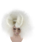Adult Women White Afro Small Bow Wig HW-880 - HalloweenPartyOnline