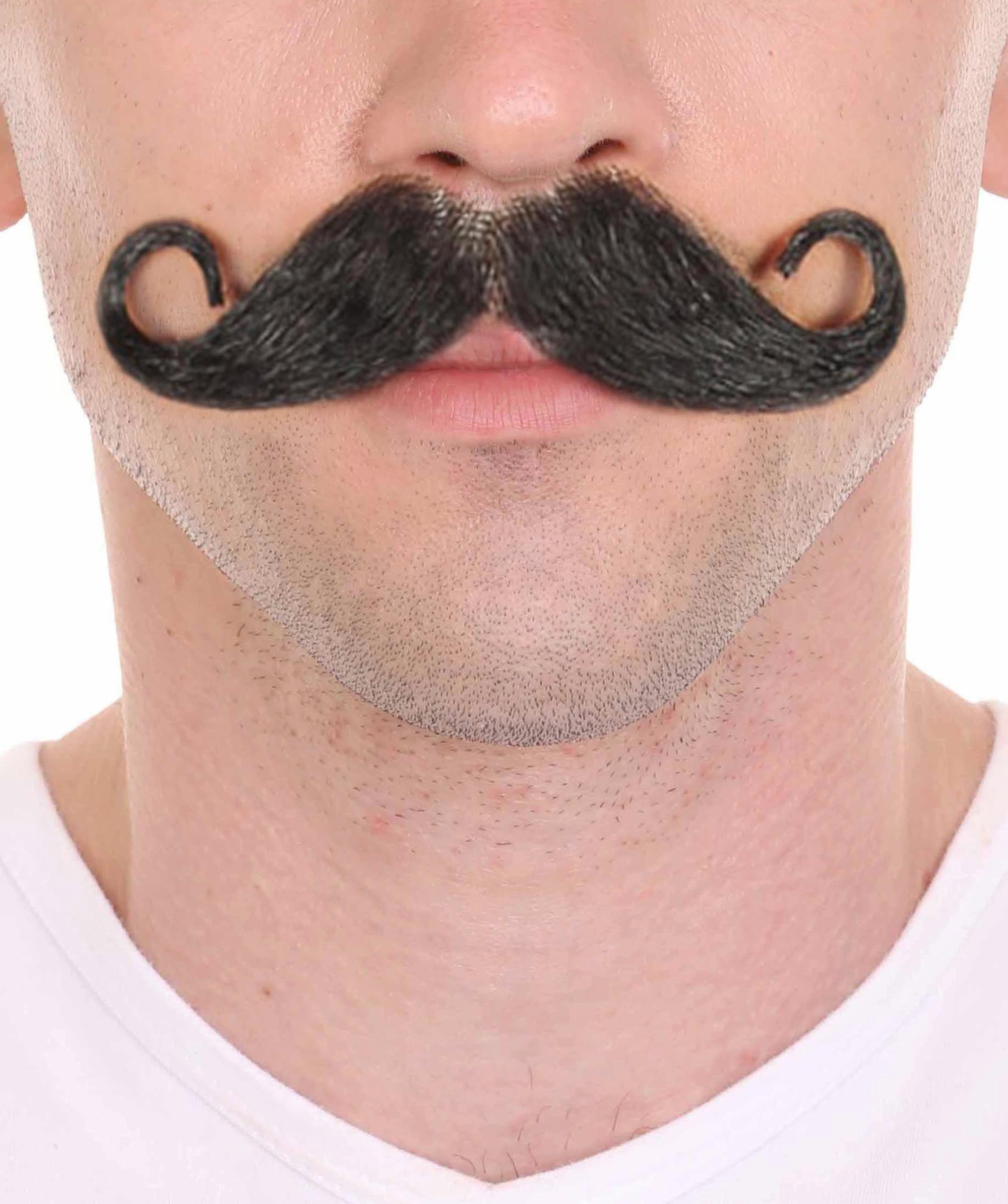 Hpo Men's Relief Pitcher Rollie Mustache Set Black Cosplay Facial Hair