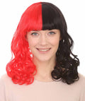 Half Red and Half Black Long Curly Anime Women’s Wig