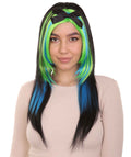 Bewitching Blue Mixed Women's Wig | Farm Girl Black Blue Green Cosplay Halloween Wigs | Premium Breathable Capless Cap