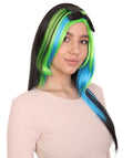 Bewitching Blue Mixed Women's Wig | Farm Girl Black Blue Green Cosplay Halloween Wigs | Premium Breathable Capless Cap