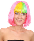 Pink Bob with Rainbow Bang Wig