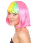 Pink Bob with Rainbow Bang Wig