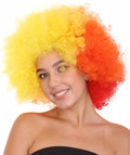 Clown Afro Unisex Wig | Jumbo Super Size Yellow Orange Character Cosplay Halloween Wig | Premium Breathable Capless Cap
