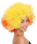 Clown Afro Unisex Wig | Jumbo Super Size Yellow Orange Character Cosplay Halloween Wig | Premium Breathable Capless Cap