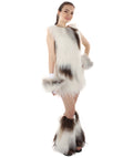 Furry Dog Collection | Women's White and Brown Straight Furry Dog Cosplay Costume