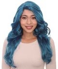 Womens Glamorous Long Blue Style Wig | Stage/Event Fancy Halloween Wig | Premium Breathable Capless Cap