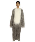Furry Dog Collection | Men's White and Grey Straight Long Furry Dog Costume with Tail | Cosplay Costume