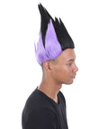 Anime Spike Wig |  Black & Purple Spike TV/Movie Wigs | Premium Breathable Capless Cap