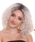 Women's Zombie Grey Scary Wig  | Ombre Curly  Hair | Premium Breathable Capless Cap