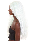 Adult Women's - Long Length Platinum Silver Singer Artist Wig - Wavy Silver Hair - Capless Cap Design