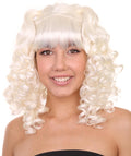 Women's Colonial  Curly Blonde Historical Wig with Black Lace 