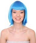 Cyber City Eve | blue Short  bob wig with Cropped Bangs Punk | Premium Halloween