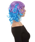 Women's Short Curly Blue & Purple Wig