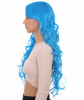 Long Curly Blue Wig