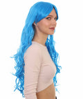 Long Curly Blue Wig