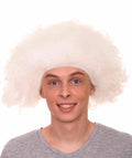 Crazy Professor Mens Wig | White Jumbo Afro Wig | Premium Breathable Capless Cap