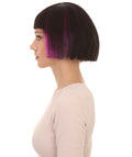 black and purple bob cut wig