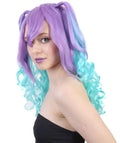 Blue Monster Womens Wig | Purple Green Medium Curly Cosplay Halloween Wig | Premium Breathable Capless Cap