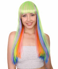 Womens Rainbow Bob Wig | Party Ready Fancy Cosplay Halloween Wig | Premium Breathable Capless Cap