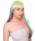 Womens Rainbow Bob Wig | Party Ready Fancy Cosplay Halloween Wig | Premium Breathable Capless Cap