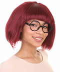 HPO | Fashion Edna | Multiple Colors Bob with Bangs and Glasses, Halloween Wig | Breathable Capless Cap