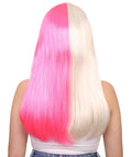 pink and blonde long bob women's wig