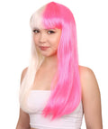 pink and blonde long bob women's wig