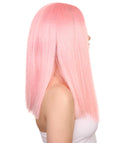 Glamorous Pink Womens Wig | Stright Medium Fancy Cosplay Halloween Wig | Premium Breathable Capless Cap