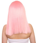Glamorous Pink Womens Wig | Stright Medium Fancy Cosplay Halloween Wig | Premium Breathable Capless Cap