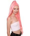 Chromatic Pop Angel | Bubblegum Pink Half Up Wig with Wrapped Top Knot | Premium Halloween Wig