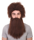 Caveman Mens Wig and Beard Set Collection | Stone Age Cosplay Halloween Wig | Premium Breathable Capless Cap