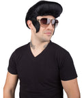 Adult Men's Black Color Straight Updo Rock and Roll Icon Wig
