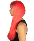 Womens Red & Black Temptress Wig | Party Ready Fancy Cosplay Halloween Wig | Premium Breathable Capless Cap
